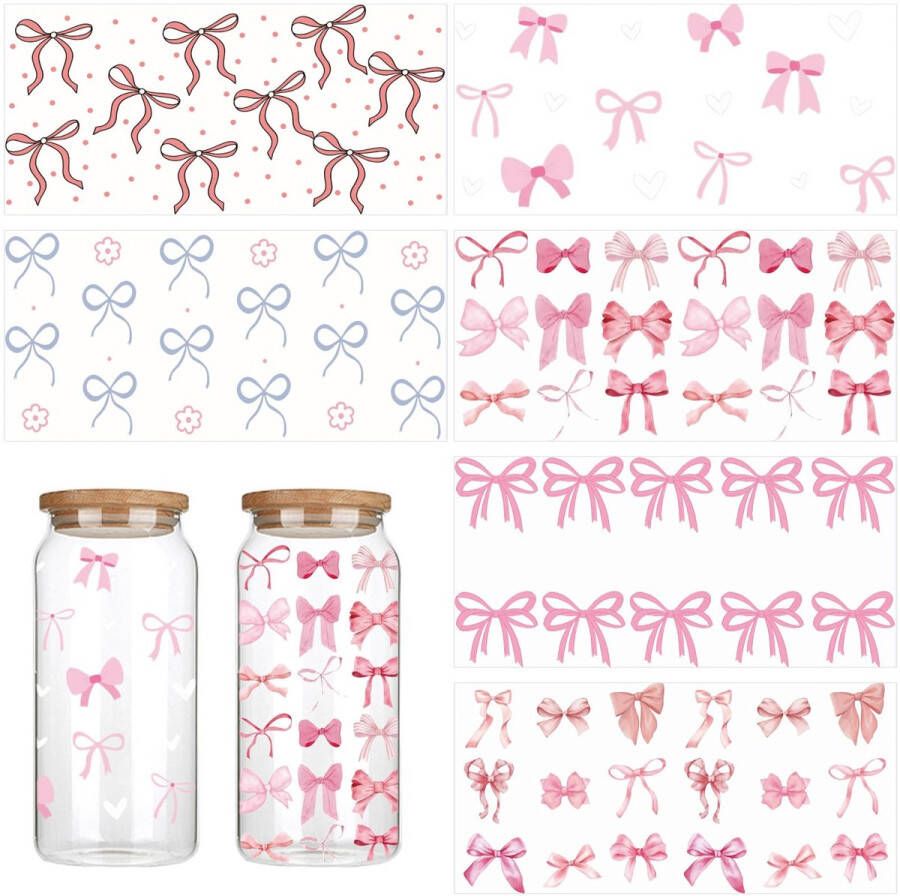 6 Vellen Strikken DTF-Stickers Strikken DTF-Bekerwikkels Schattige Strik-Transferstickers Strik-Waterflesdecals voor Doe-Het-Zelf 16oz Glazen Waterfles Koffiekopjes Knutselen