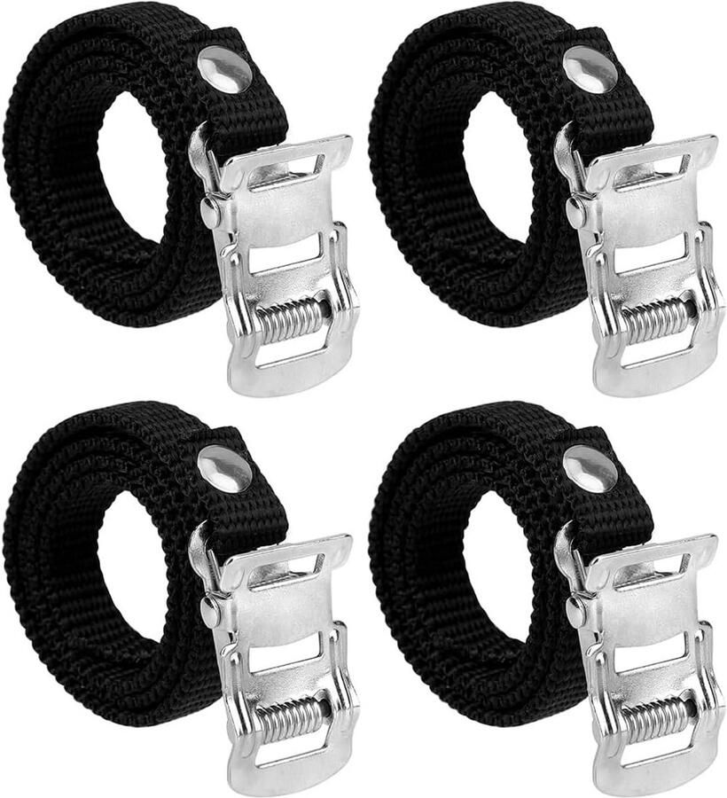 6x Verstelbare Fietspedalenbanden Zwarte Voetbanden voor Fiets & Hometrainer