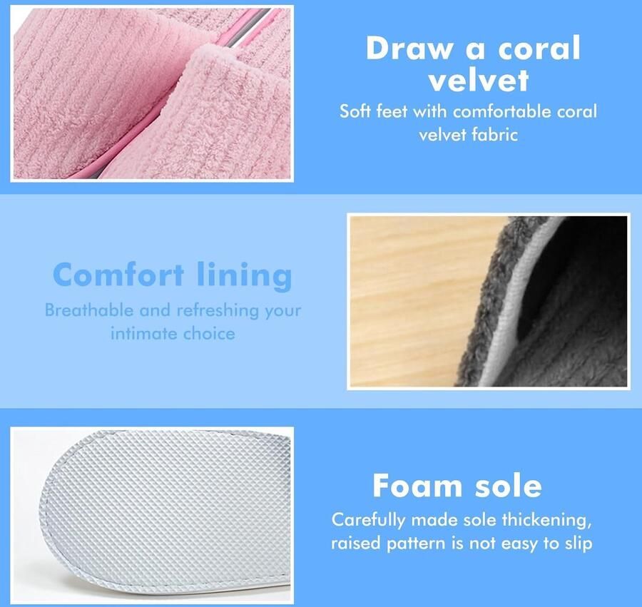 7 paar gastenpantoffels hotelslippers: badstof slippers huisschoenen met gesloten vorm universele wasbaar antislip koraalvlies tenen spa huisschoenen voor hotel reizen thuis
