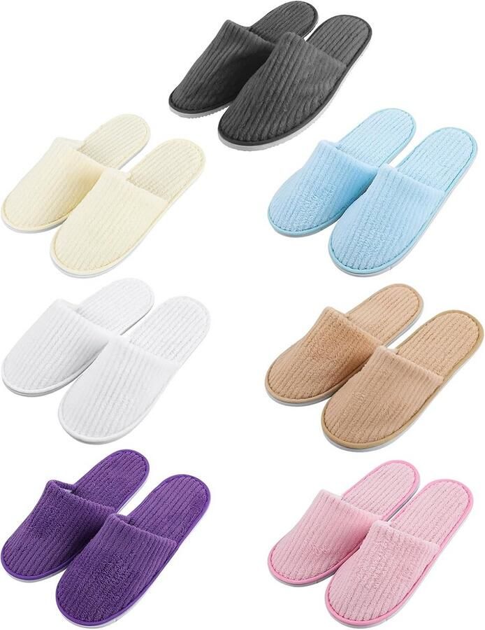 7 Paar Witte Gastenpantoffels Antislip Hotel Slippers Universele