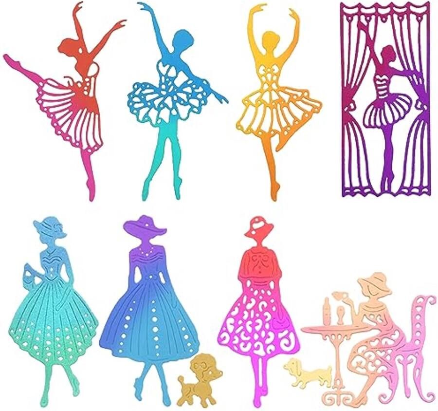 8 Ballerina Snijmallen voor Kaarten Maken Elegante Dancing Die Cuts voor DIY Projecten