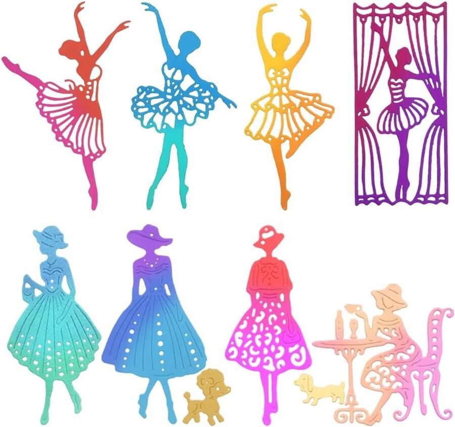 8 Ballerina Snijmallen voor Kaarten Maken Elegante Dancing Die Cuts voor DIY Projecten