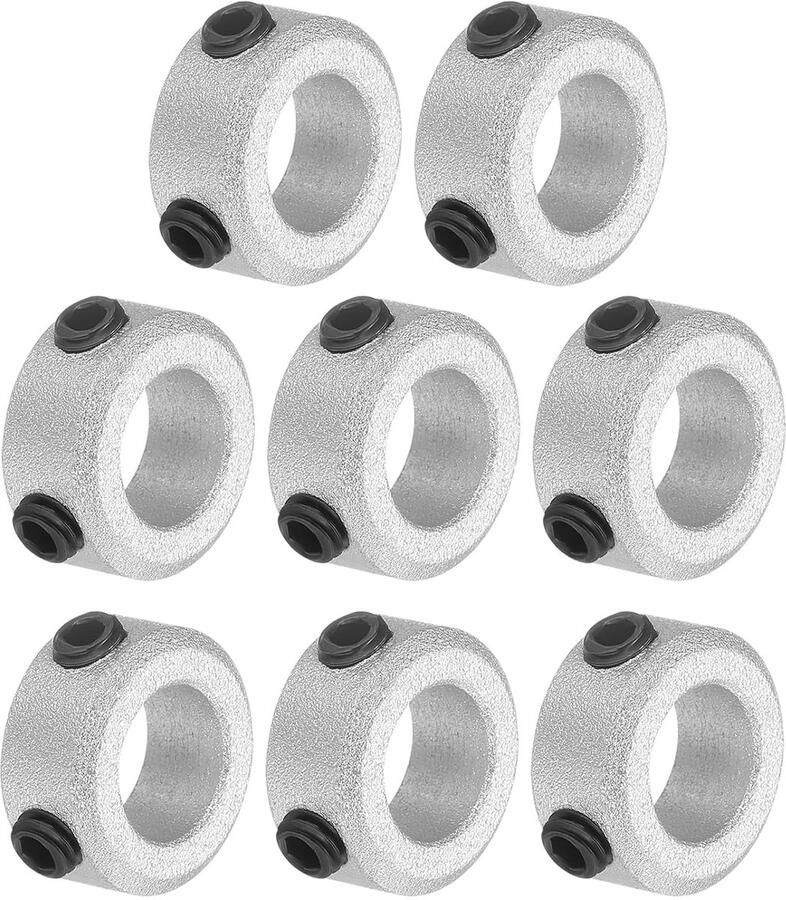 8-delige set schroefkraag 8 mm boring aluminiumlegering golfkraag 14 mm OD 6 mm brede asklemklem voor lineaire stanggolfgeleiding