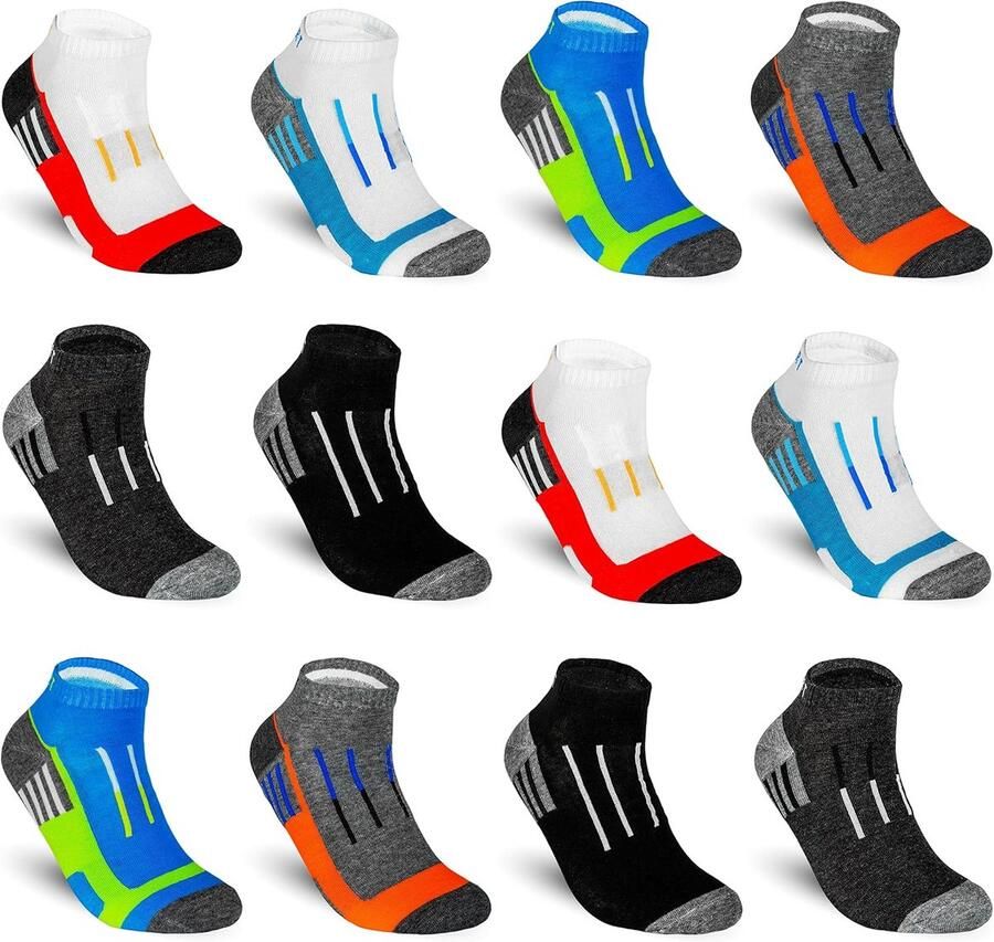 8 of 12 paar sportsneakersokken enkelsokken van katoen Kleurmix 39-42
