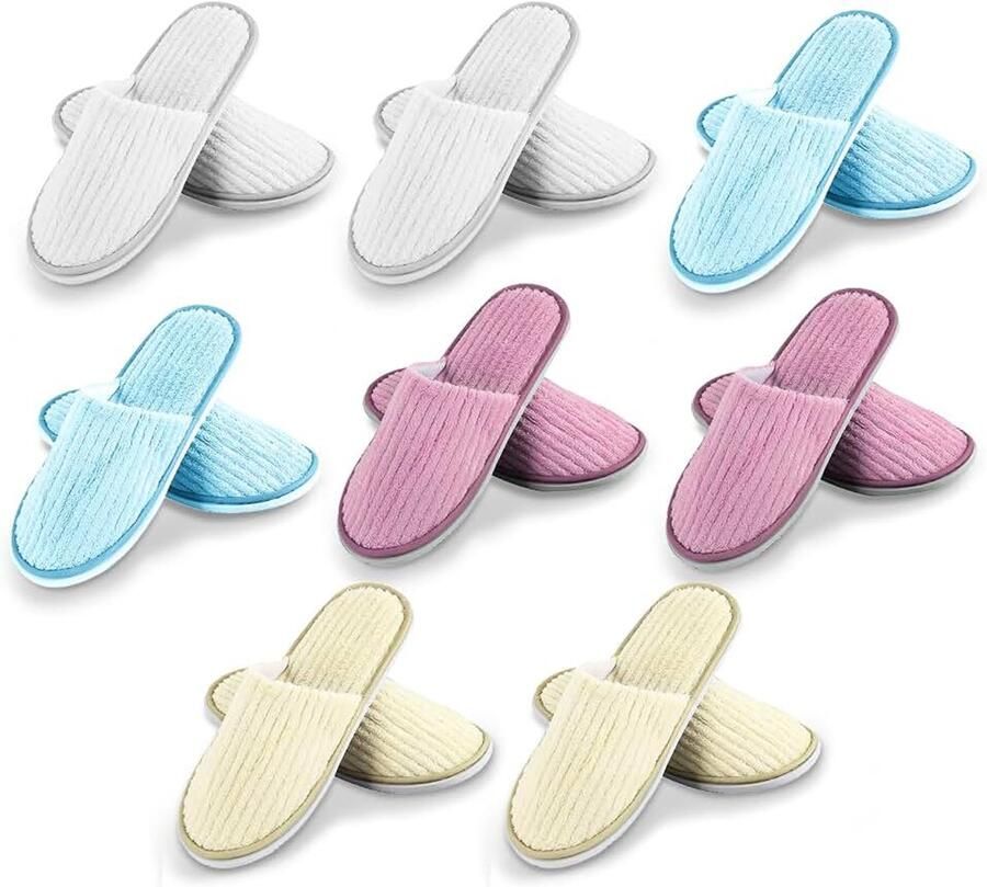 8 paar badstof slippers hotelslippers kleurrijke gastenpantoffels set van 28 5 x gesloten pantoffels wegwerp-pantoffels badschoenen uniseks voor hotel salon spa