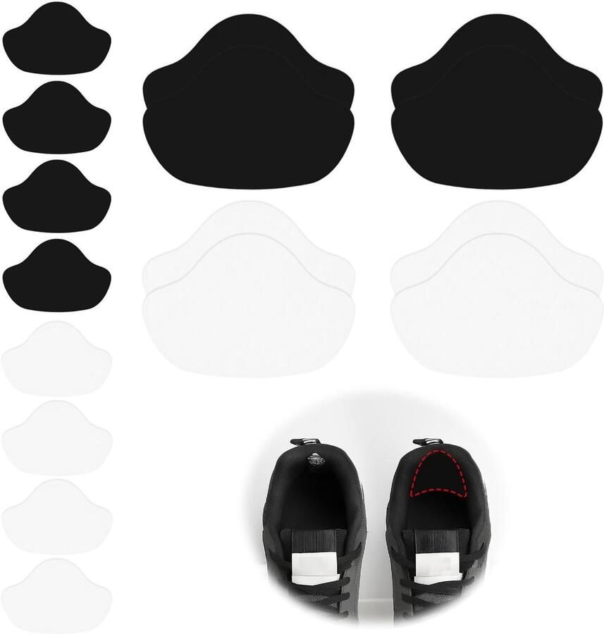 8 Paar Heelpads voor Schoenen Zelfklevende Heelpads voor Binnenkant Reparatie Patches voor Hakbescherming Zwart en Wit