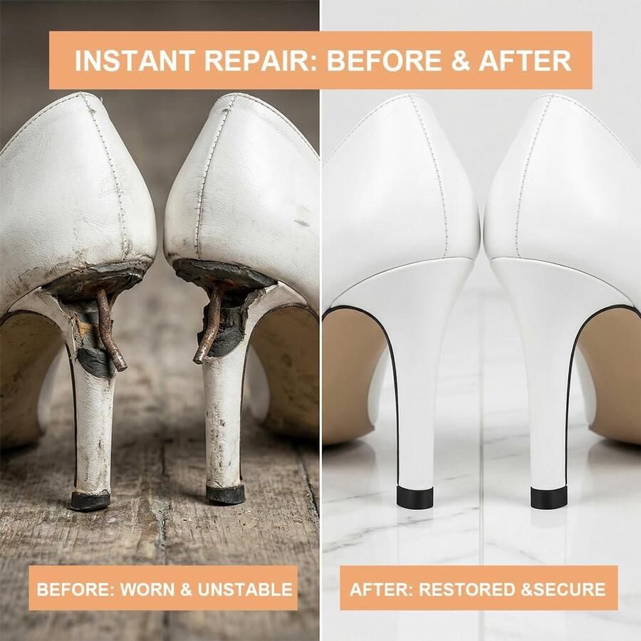 8 paar reservepunten voor dames van antislip rubber voor schoenen met hoge hak U-vormige naaldkappen voor schoenen (8 mm 9 mm 10 mm 12 mm) (zwart)