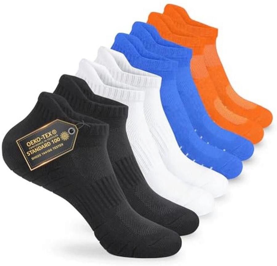 8 Paar Unisex Enkelsokken Hardloopsokken Sneakersokken Katoenen Sportsokken voor en in Zwart Wit en Grijs