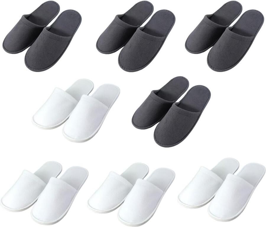 8 paar wegwerpslippers wegwerppantoffels hotelpantoffels voor spa feesten reizen herbruikbare hotelpantoffels. Wit Grijs Eén