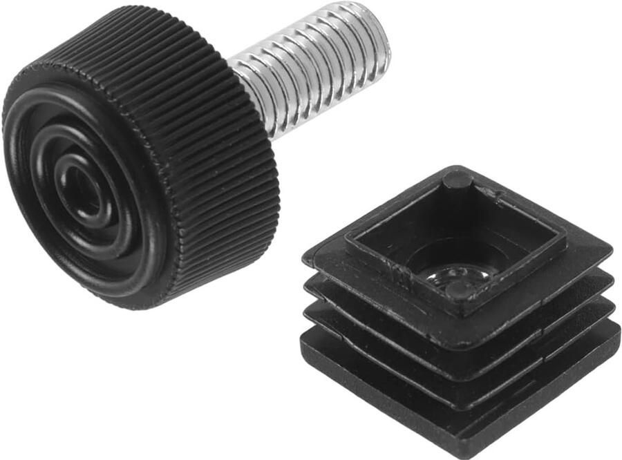 8 stuks 25x25mm verstelbare stelvoeten vierkante buisinzetstukken stoelpootdoppen zwart voor meubelpoten