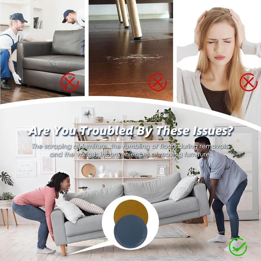 8 stuks 40 mm zelfklevend van teflon rond meubelglijders voor stoelen bank tafel kantoor stoelonderkant geluidsbestendig en vloerbescherming gemakkelijk te verplaatsen