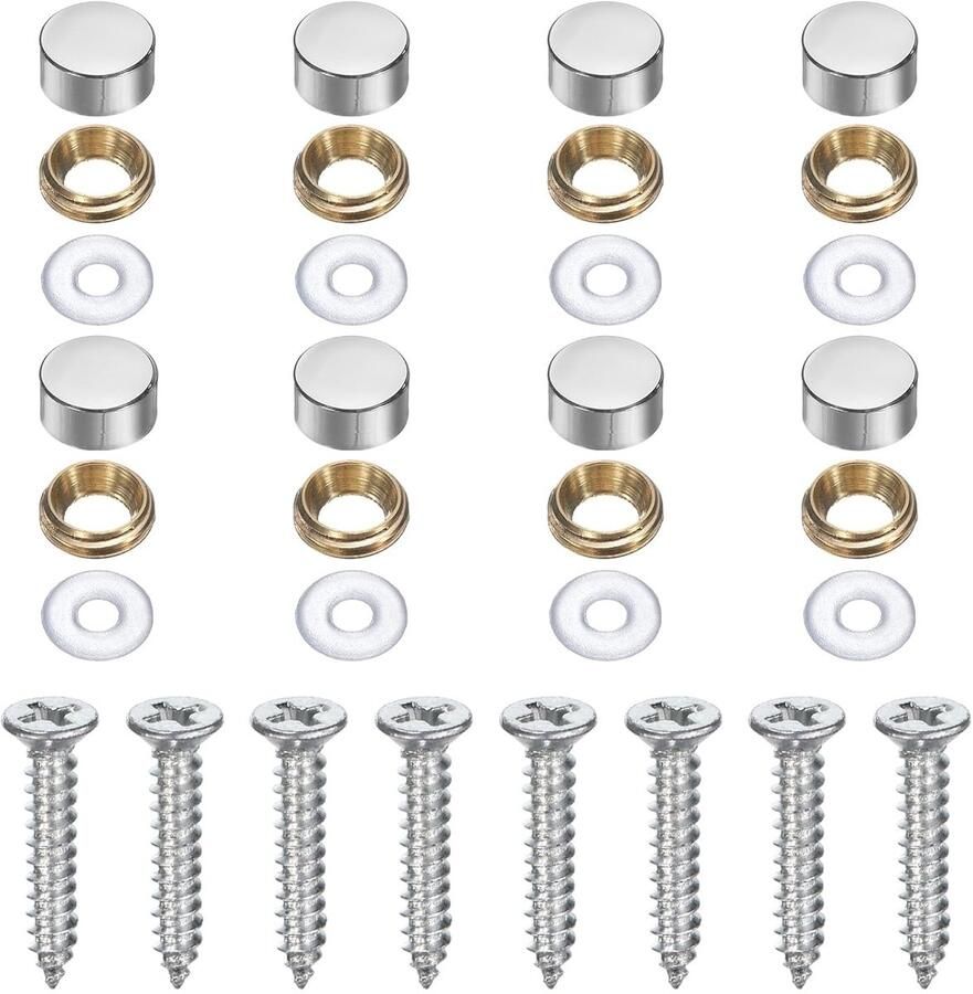 8 stuks decoratieve schroeven van messing met huls 10 mm deksel zelftappende schroeven met decoratieve pot voor montage van meubels kasten spiegels zilverkleurig