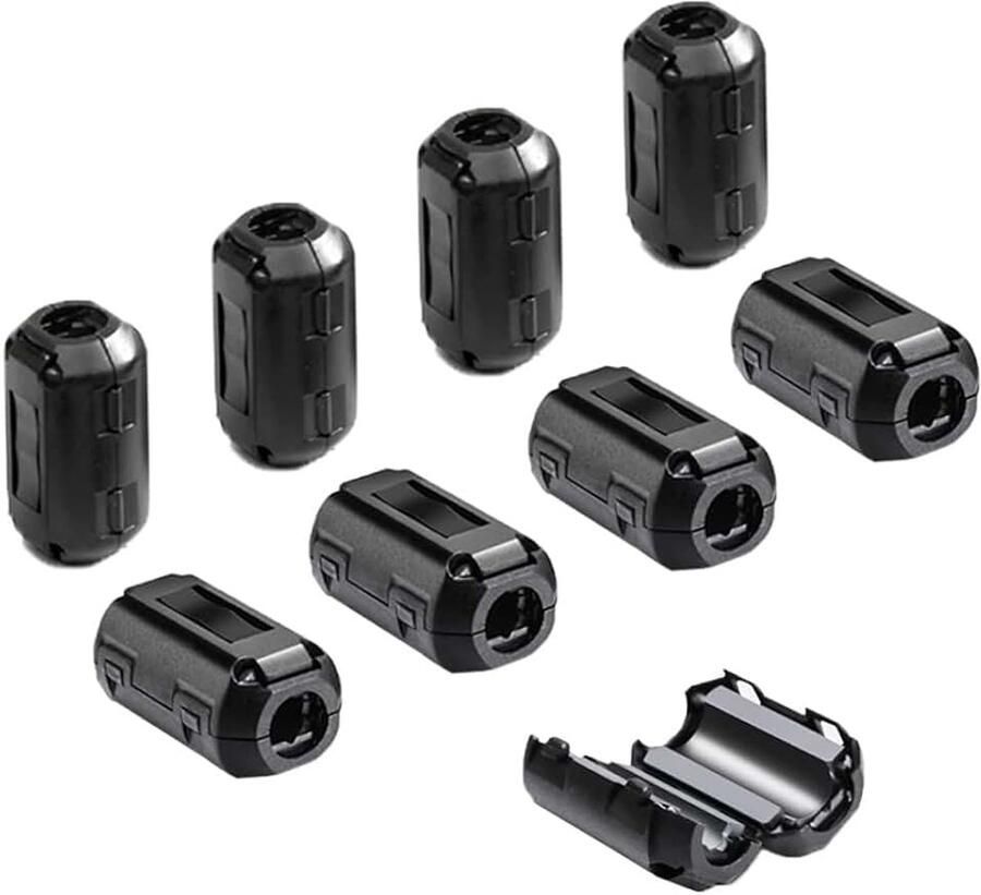 8 stuks ferrietringkern kabelclip ruisonderdrukking EMI RFI hoogfrequent filter (7 mm binnendiameter)