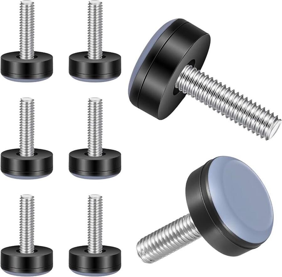 8 stuks M6-schroefdraad meubelglijders verstelbare PTFE-nivellervoetjes Verstelbare schroefglijvoeten met M6-schroefdraad van glad PTFE krasbestendige vloerbeschermer tafel stoel kast bank poten