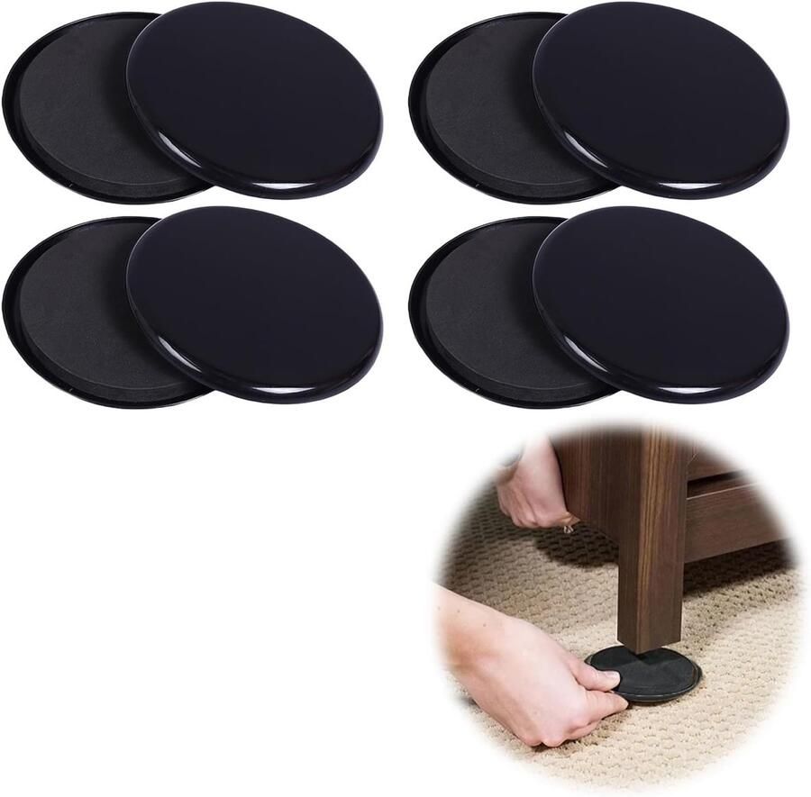 8 stuks meubelschuifregelaar voor tapijt 3 5 inch herbruikbare meubelschuifregelaars snel en gemakkelijk verplaatsen van zware meubels met meubelschuifregelaars 89 mm rond bruin voor houten vloeren