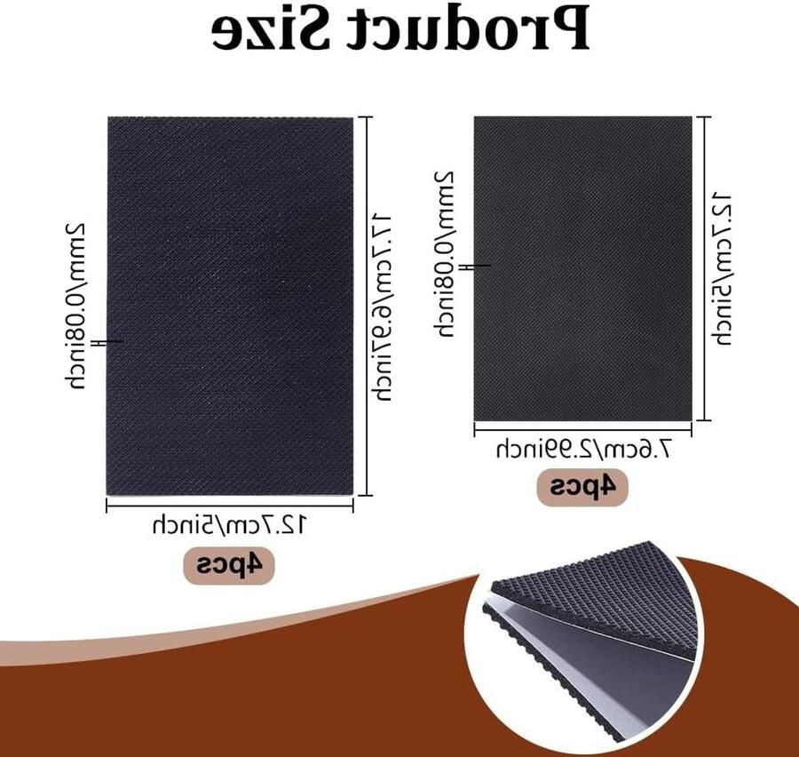 8 Stuks Zelfklevende Antislip Zoolvellen voor Schoenen en Laarzen Rechthoekige Reparatie Pads voor Grip en Bescherming 127x76x2mm 177x127x2mm