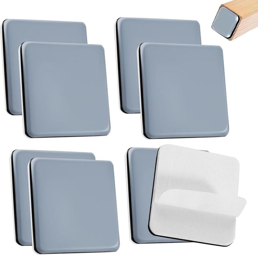 8 stuks zelfklevende meubelglijders 50 x 50 mm PTFE Teflon vierkante zelfklevende meubelschuifregelaars voor sofa tafel meubelverplaatspads voor gladde vloeren en tapijten (vierkant 50 x