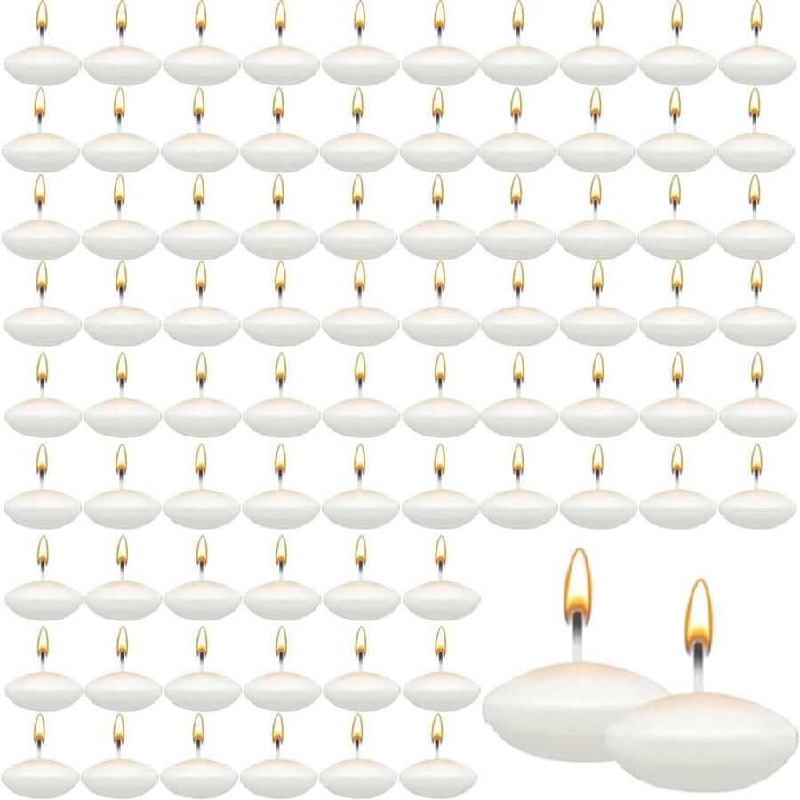 80 stuks drijvende kaarsen wit ongeparfumeerde drijvende kaarsen theelichtjes kaarsen voor bruiloftszwembad waterbekerdecoratie voor Valentijnsdag Halloween Kerstmis en