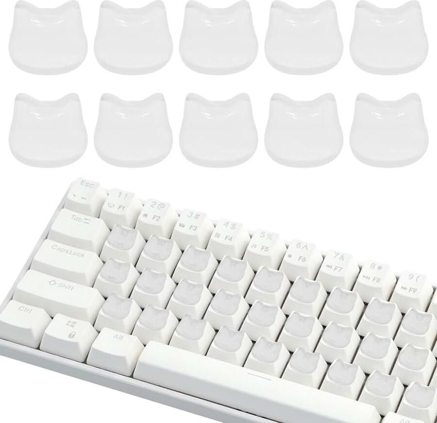 80 stuks kattenglazen toetsenbordbubbels voor lange nagels transparante schattige verhoogde toetsenbordkappen en stickers voor typen met lange nagels universele pasvorm voor de meeste laptops