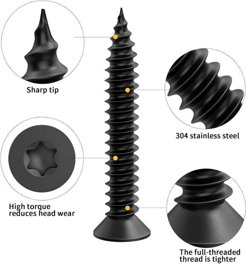 80 stuks plaatschroeven zelftappend zwart voor houten meubels M4 x mm