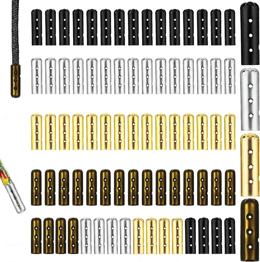80 Stuks Vervangende Metalen Tips voor Sneakers Duurzame Lace-up Caps voor Schoenveters