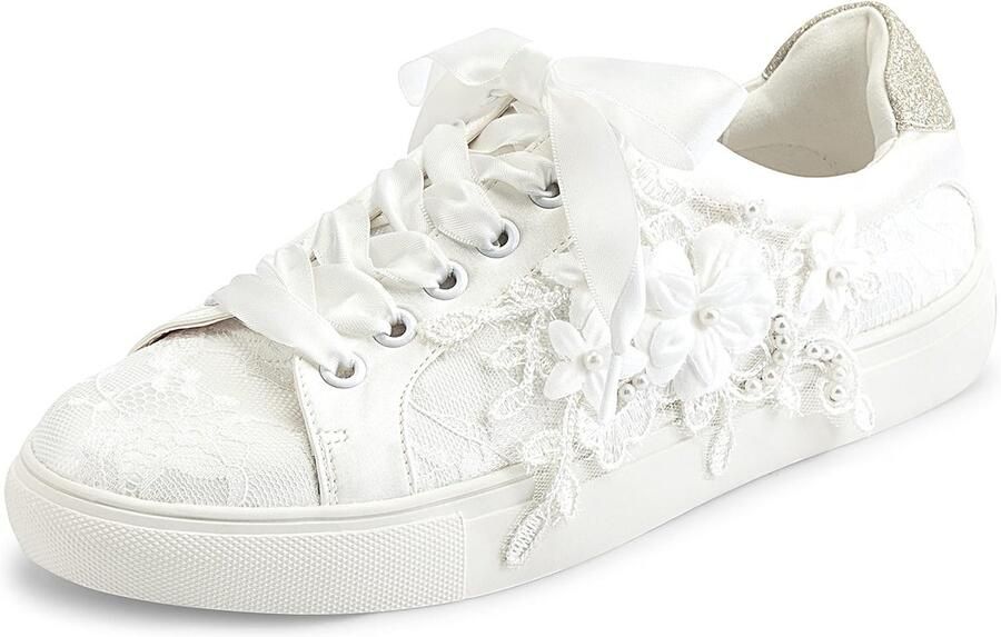 8837A Trouwschoenen Bruids Sportschoenen Flats Bruid Tennis Schoenen Veter Sportschoenen