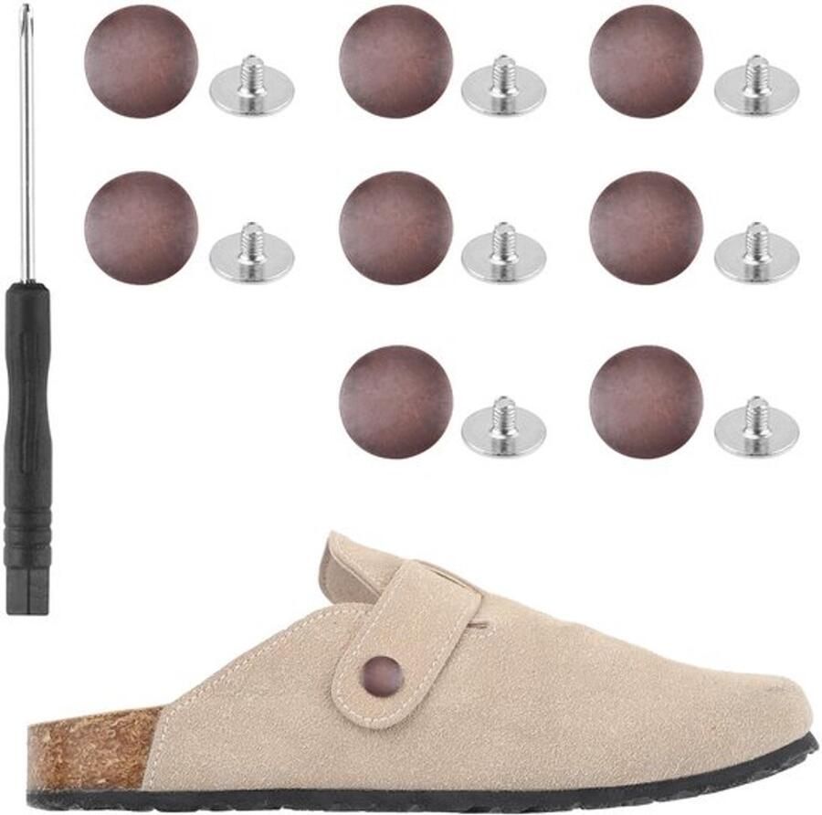 8e Vervangende Klinknagels voor Boston Clogs-Schoenen Vervangende Bandknop Geschikt voor Boston Footbed Clogs-Schoenen met Schroeven en Schroevendraaier voor nen (Rood Brons)
