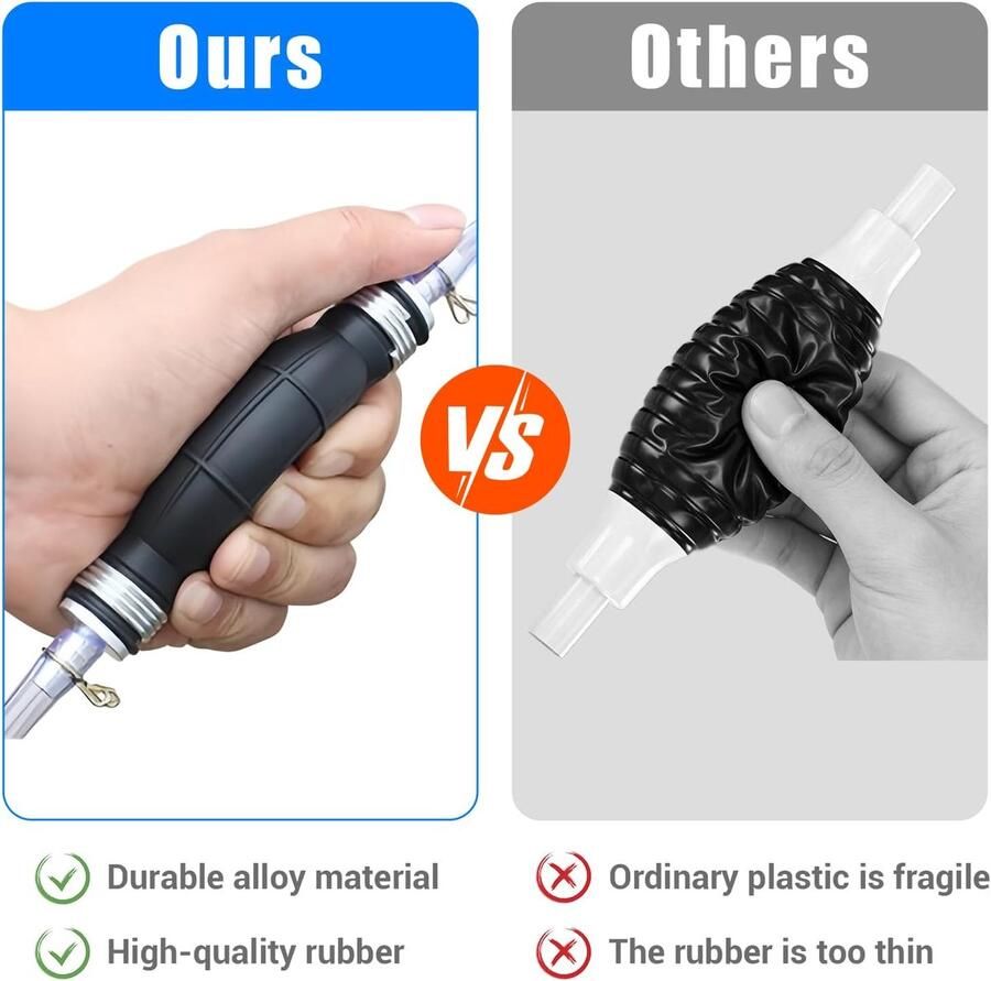 8mm Universele Handpomp met 2m Slang Draagbare Vacuüm & Overvulpomp Multifunctionele Sifonpomp voor Auto Boot Motorfiets Benzine Diesel Brandstof en Water - Foto 2