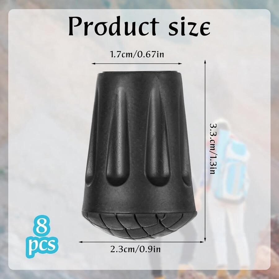 8pcs Rubber Buffer voor Wandelen Non-Slip Rubber Tips 11mm voor Wandelschoenen Wandelen Hiking Senioren Stokken