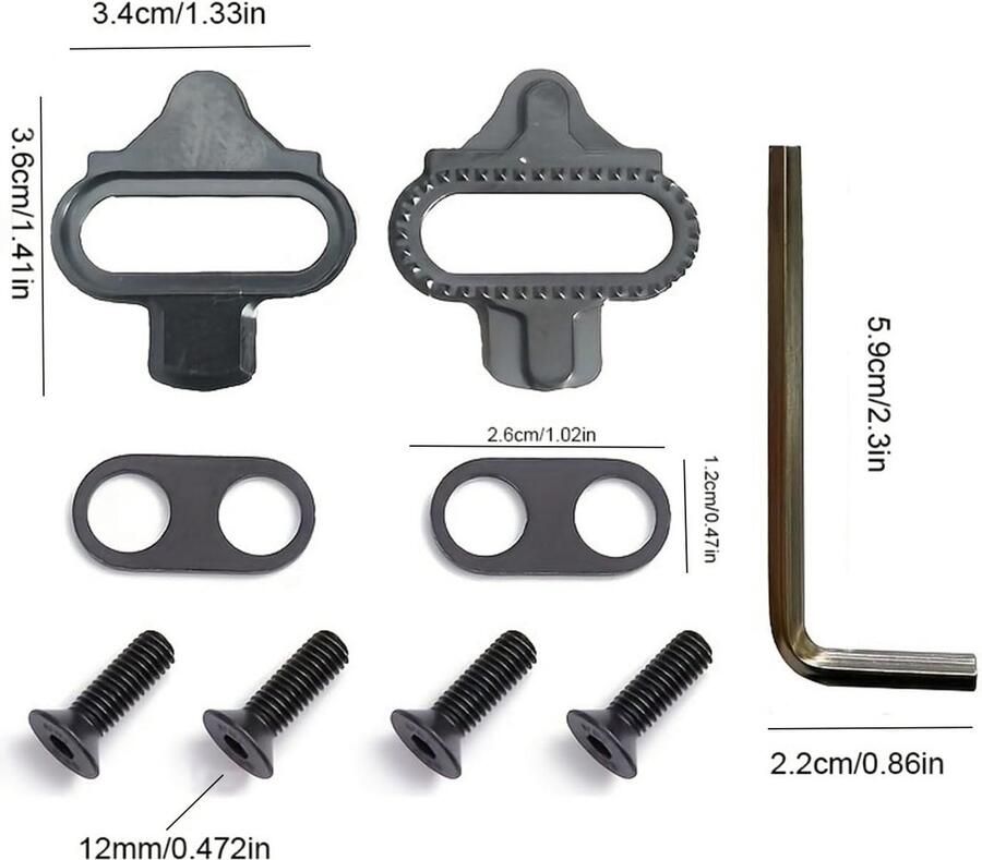9-delige set fietsschoenen fietspedalen met vergrendelingsplaat inclusief inbussleutel voor indoor en outdoor mountainbiking
