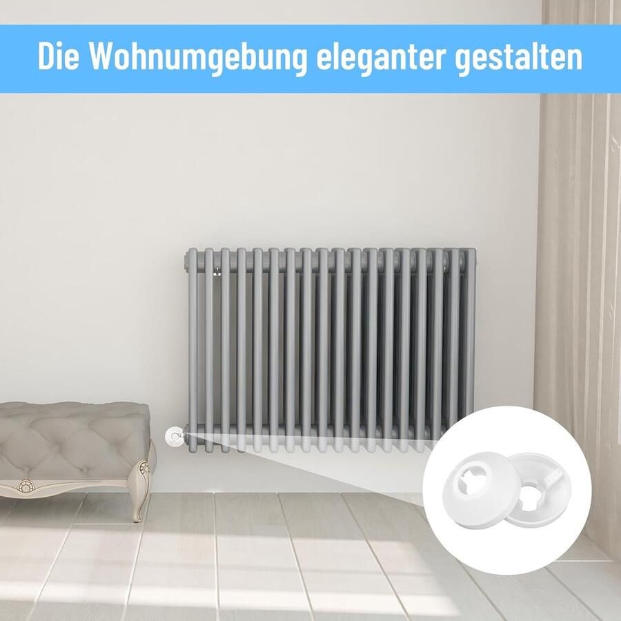 9 stuks herbruikbare afdekking voor verwarmingsbuizen radiatorrozet voor verwarmingsbuizen voor waterleidingen kranen afvoerbuizen verwarmingsbuizen (wit)