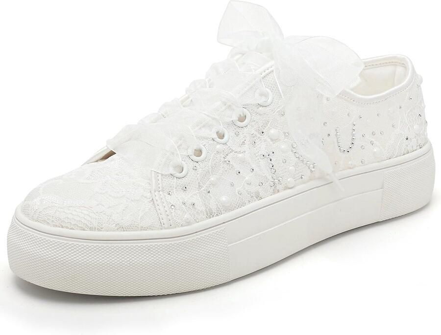 9996 Bruiloft Schoenen Lace Bridal Sneakers Platform Bruid