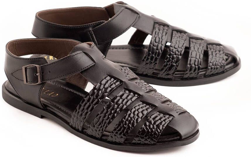 A Brand Footwear Heren Sandalen Mannen Sandalen 100% Echt Leer Romeinse Stijl Black