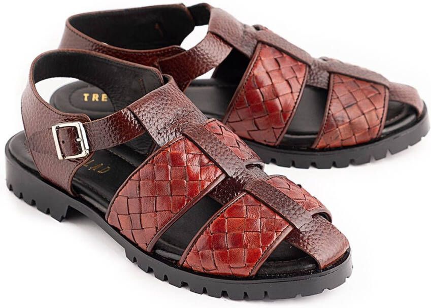 A Brand Footwear Heren Sandalen Mannen Sandalen 100% Echt Leer Romeinse Stijl Cognac Bruin