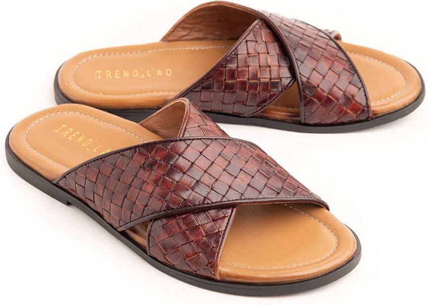 A Brand Footwear Heren Sandalen Mannen Sandalen 100% Echt Leer Romeinse Stijl Cognac Bruin