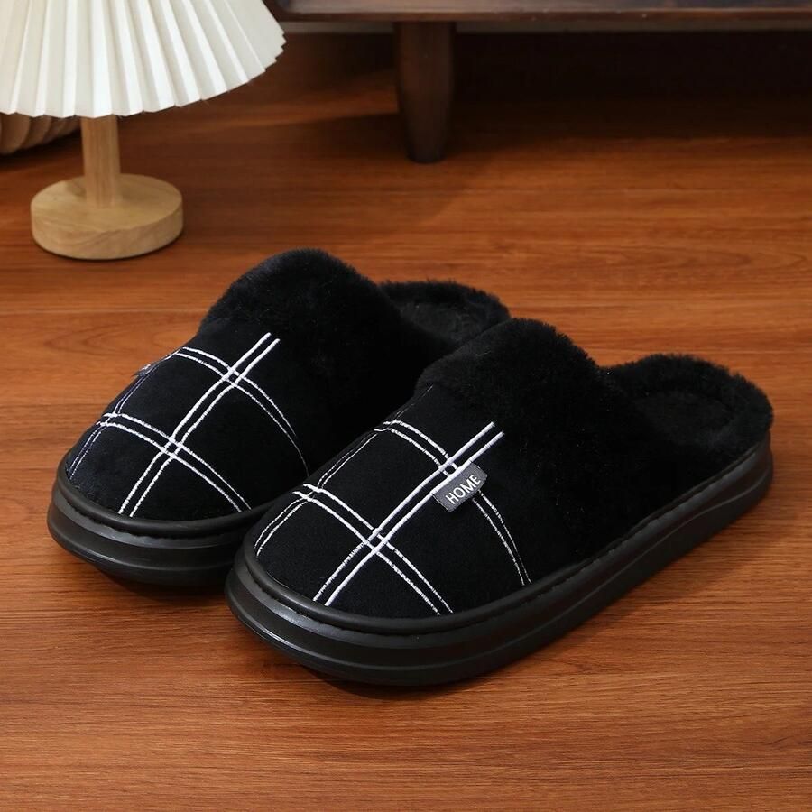 Aafinity Pantoffels Sloffen Slippers Warm en zacht Zwart Geruit Voor mannen Antislip