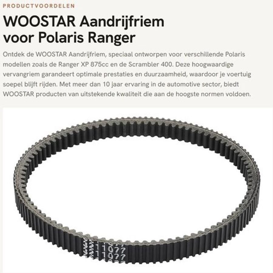 Aandrijfriem Hoogwaardige Vervanging Compatibel met Polaris Ranger XP 875cc Scrambler 400 500 Magnum 330 425 OEM 3211077 Duurzame Kwaliteit Motorriem