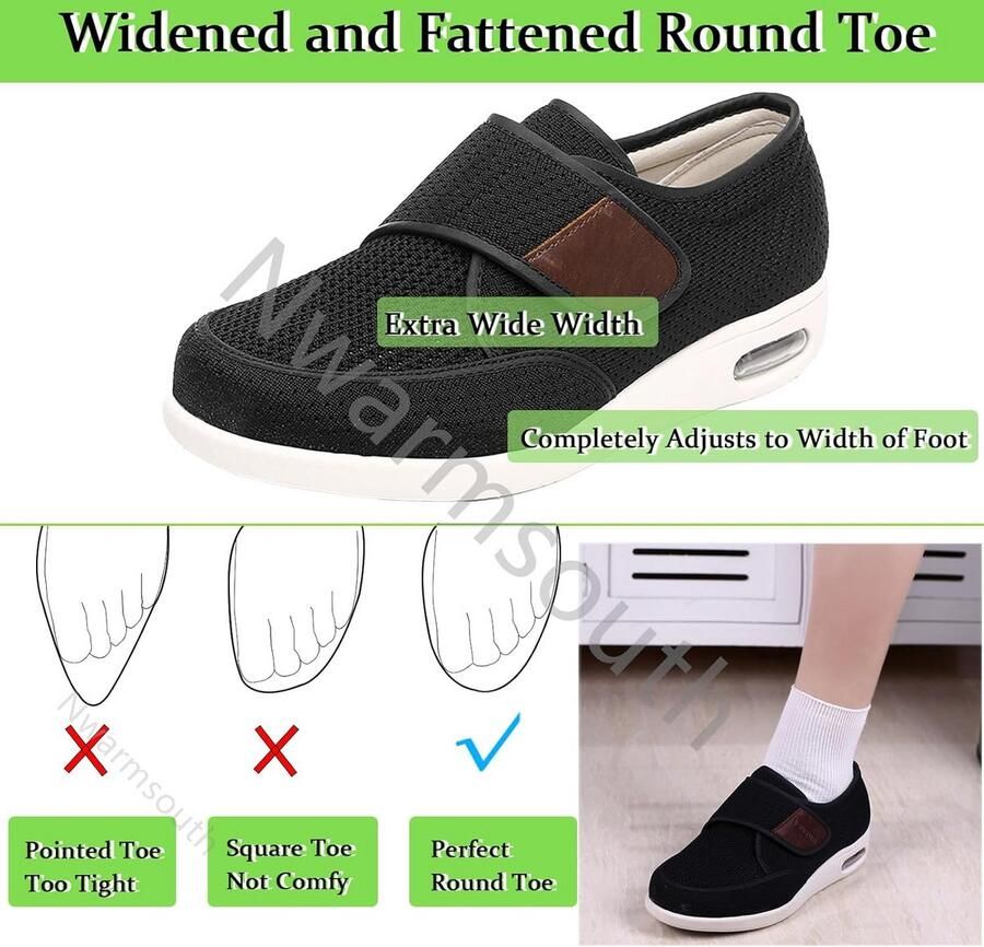 Aanpasbare Extra Brede Slippers voor Gezwollen en Gevoelige Voeten