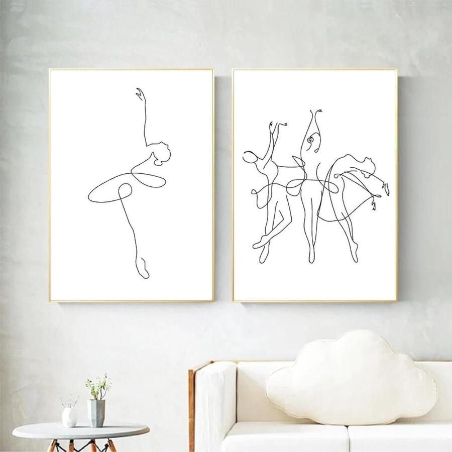 Abstracte Ballerina Posters Lichaamstekening Prints Woonkamer Decoratie Zwart Wit Lijntekening 50 x Zwart Wit