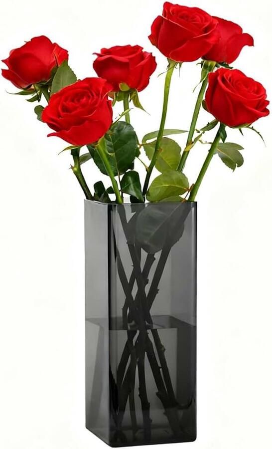 Acryl Vaas Breekbestendige Lichtgewicht Bloemenvaas Voor: Woonkamer Slaapkamer Kantoor Badkamer Moderne Decoratie(Transparante Grijze) 10 ×