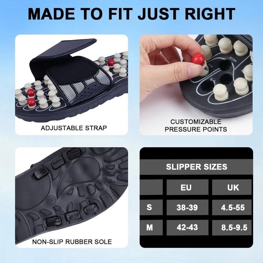 Acupressure Slippers voor nen en Massage Slippers met Verwijderbare Acupunctuurtips Reflexologie Sandalen voor Pijnverlichting en Verbetering van de Bloedcirculatie