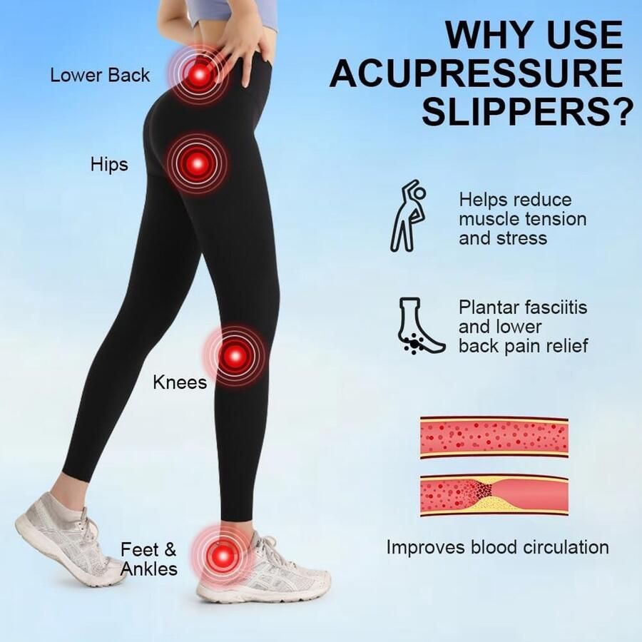 Acupressuur Slippers voor nen en Massageslippers met Verwijderbare Acupunctuurtips Reflexologie Sandalen voor Pijnverlichting en Bloedcirculatie