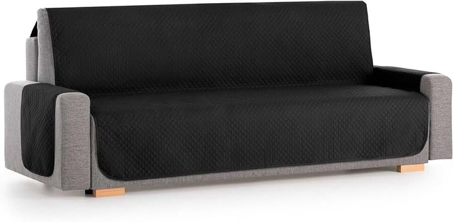 Bankbeschermer Bankhoes 4-zits Universeel Sofa Zwart Omkeerbare gewatteerde bankbeschermer met universele pasvorm eenvoudig te plaatsen machinewasbaar en duurzaam