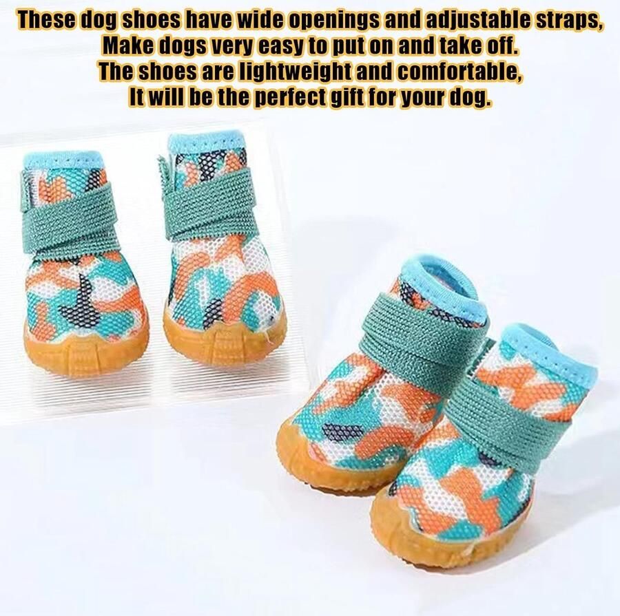 Ade de hondenlaarsjes voor kleine honden Set van 4 antislip rubberen zool bescherming voor pootjes tijdens warme dagen en buitenwandelingen