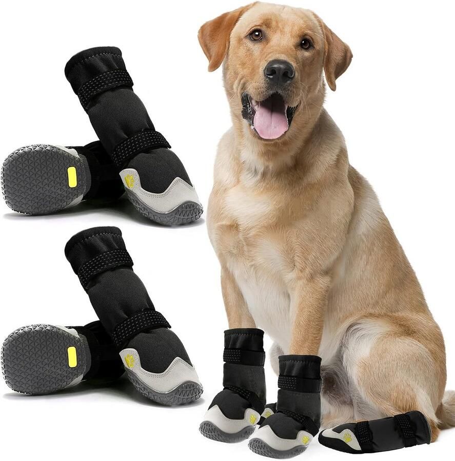 Ade de Hondenschoenen met Reflecterende Bandjes en Rubberen Zolen 4 Stuks