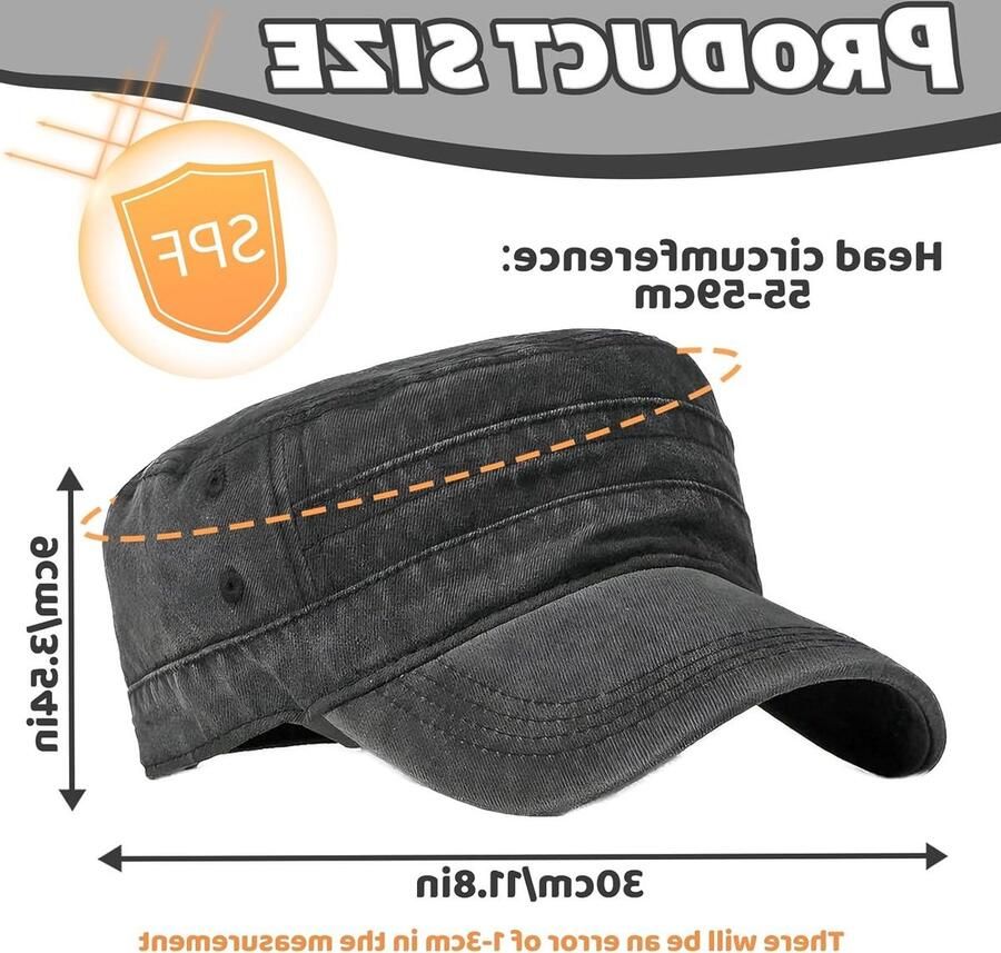 Ademende Katoenen Military Baseball Cap voor Mannen Verstelbare Flat Top Outdoor Pet Ideaal voor Avontuurlijke Activiteiten en Casual Gebruik (Zwart)