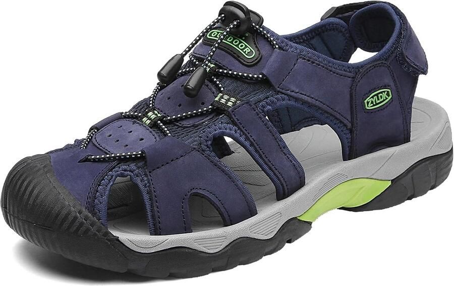 Ademende Leren Heren Wandelsandalen Outdoor & Zomer Casual Strapless Sandalen