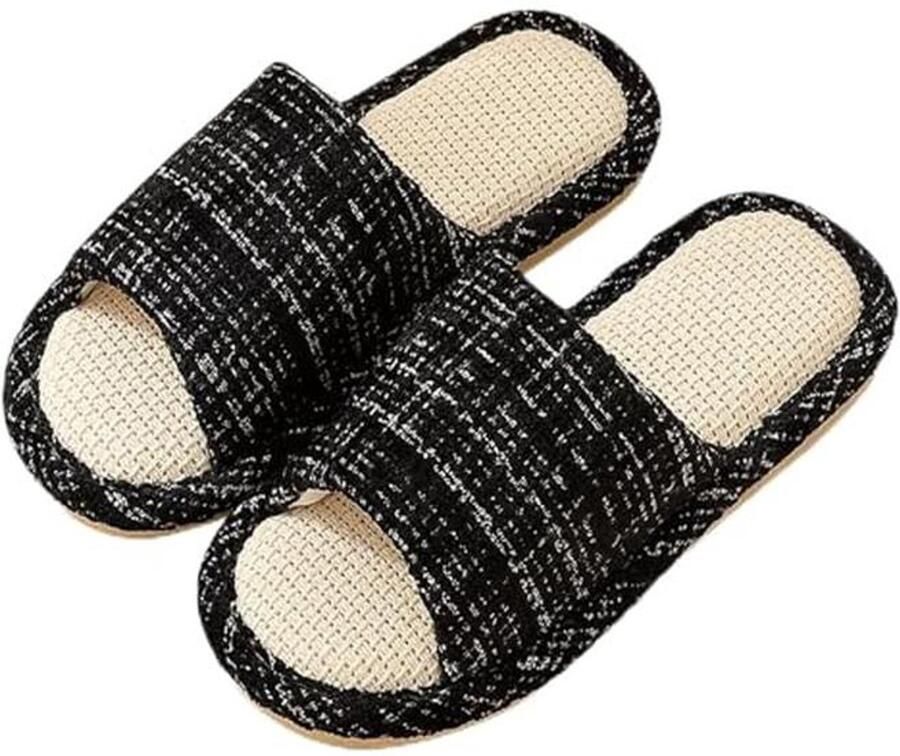 Ademende Linnen Pantoffels Dames Zachte en Stille Huisschoenen met Open Teen voor Binnen en Buiten