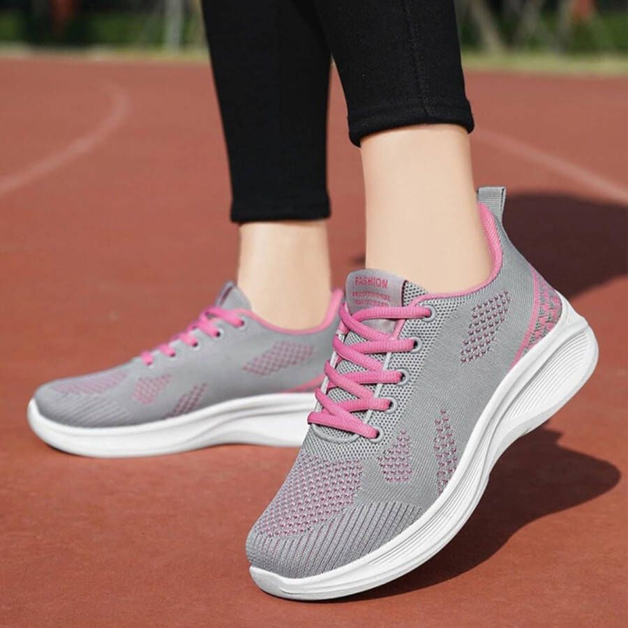 Ademende Loopschoenen voor Dames Lichtgewicht en Antislip Sportieve Sneakers met Dikke Zolen