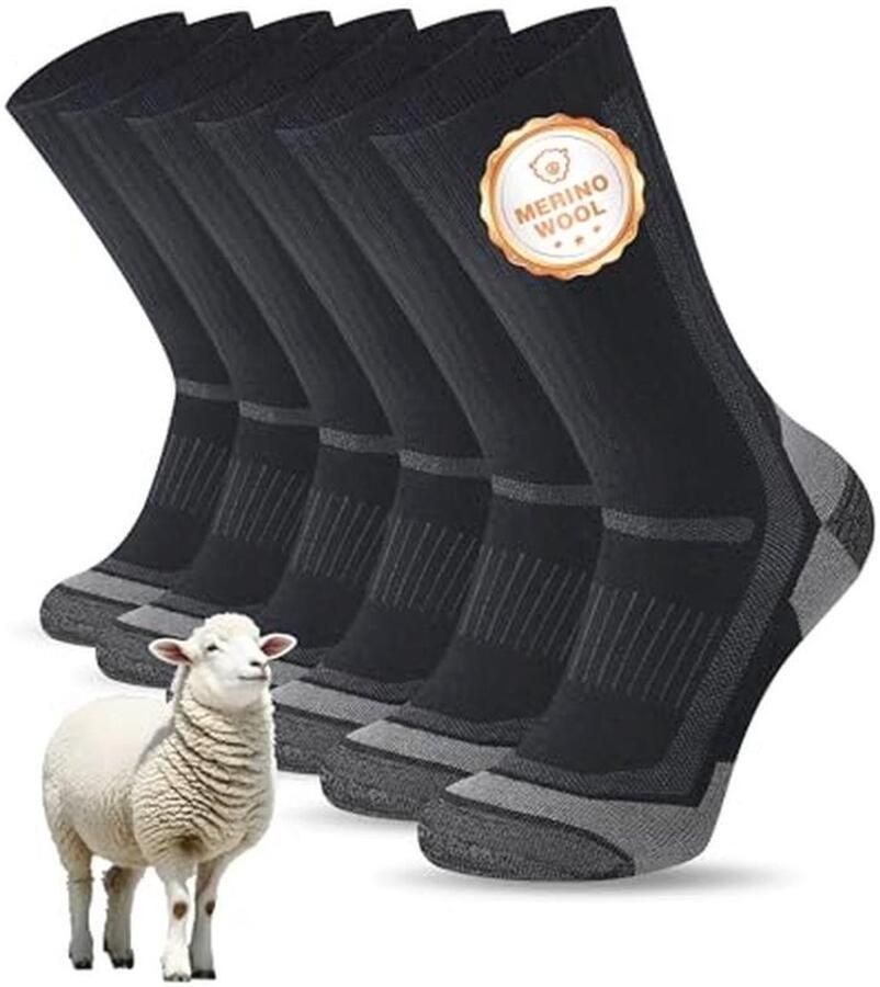 Ade de Merino Wandelsokken voor en Anti-Blaren en Gevoerde Sportsokken 3 Paar